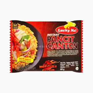 Lucky Me Instant Pancit Canton Chow Mein Noodles Hot Chili (6 Pack) 360g * 12